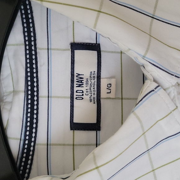 Old Navy Men's Long Sleeve Blue and Green Plaid Shirt- Size L - Picture 3 of 7